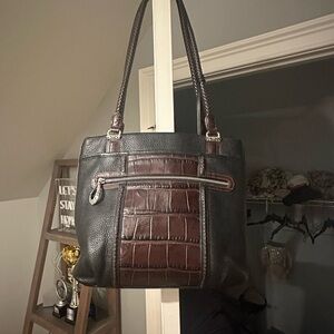 Brighton Elegant Brown Leather Tote Bag
